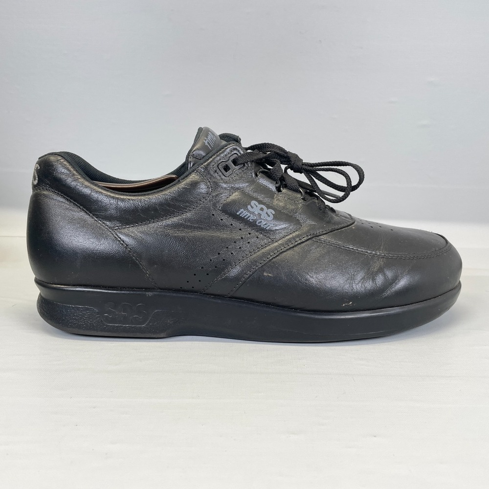 SAS Time Out Walking Diabetic Shoes Mens Size 11 WW Black Leather Lace Up Casual